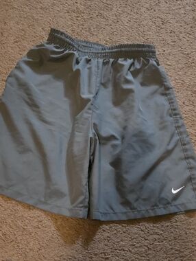 Nike Men's Slate Gray Training Shorts with White Swoosh